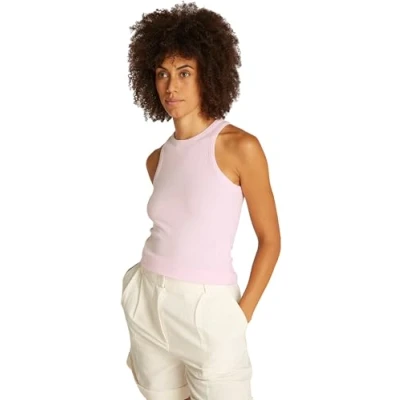 Image of Tommy Hilfiger SLIM TANK Top, Women&#039;s, Size: Large, Light pink