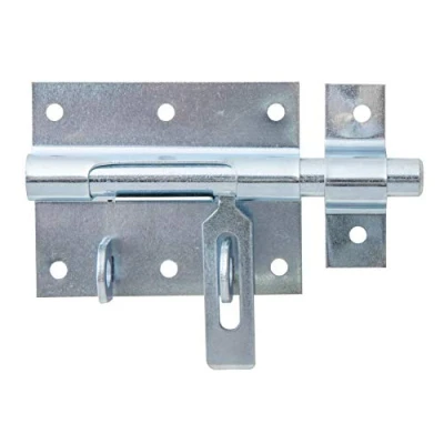 Image of ALBERTS Blue Galvanised 137083 Lock with Attached Loop Plate 80 x 64 mm Bolt Diameter 11.5 Total Length 116