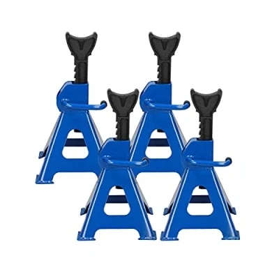 Image of 4Pcs 3 Ton Capacity Each Axle Stands Heavy Duty Steel Anti Slip Feet Adjustable Height Stable Stand Jack for Car Caravan Garage Lift from 29 to 43cm