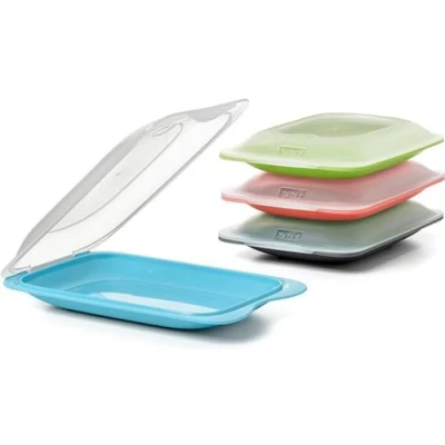 Image of TATAY Set of 4 Sausage and Food Holders Fresh Mini, BPA Free, Reusable, Stackable, Dishwasher Microwave Safe, Assorted Colour. Sizes 12 x 3,1 18 cm,1181402