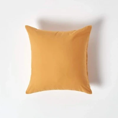 Image of HOMESCAPES Mustard Yellow Pure Egyptian Cotton Euro Size Pillowcase 40 x cm 200 TC 400 Thread Count Percale Equivalent Pillow Case with Zip Pack of 2