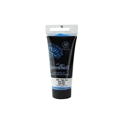 Image of Speedball 37ml 1.25oz Water Soluble Block Ink Fluorescent Blue, Printing, Lino Print, Screen for Artists Kit