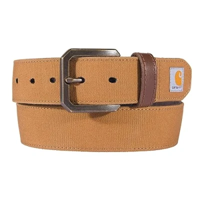 Image of Carhartt Men&#039;s Casual Rugged Belts, Available in Multiple Styles, Colors &amp; Sizes, Canvas Duck Brown, 42