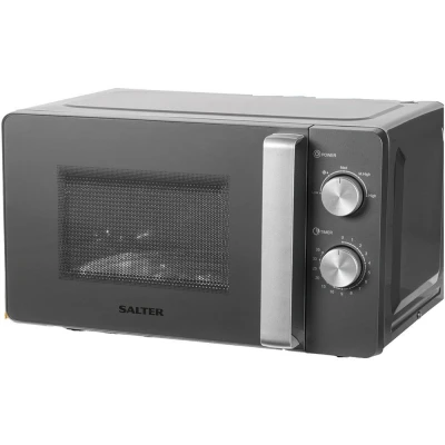 Image of Salter EK5652 Cosmos 20L Manual Solo Microwave 5 Power Levels, Defrost Function, 35 Minute Timer, 27 cm Rotating Glass Turntable, 2 Adjustable Dials, Even Cooking, Grey, 25.8 x 45 35.5 cm, 800 W