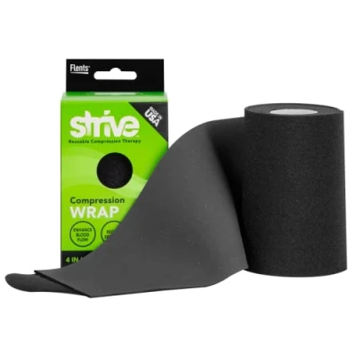 Image of STRIVE Compression Infrared 10cm x 152cm Therapy Wrap for Wrist, Arm, Leg, Ankle, Elbow. Enhances Blood Flow, Reduces Swelling, Accelerates Healing. Black