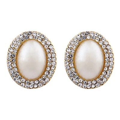 Image of Clip On Earrings Gold Plated Vintage Style With A Large Pearl Bertha G