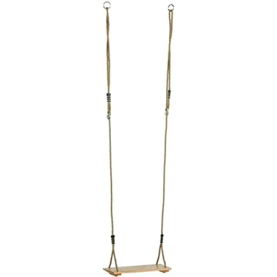 Image of Little Duck Bear Wooden Hardwood Swing Seat With Ropes Varnished For Children&#039;s Frames.