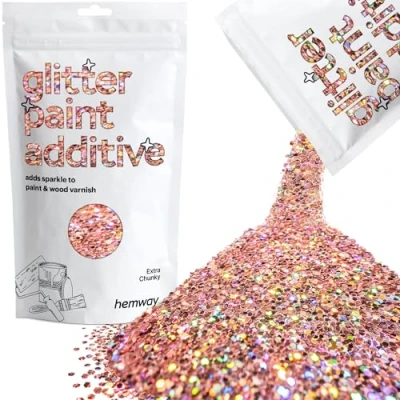 Image of Glitter Paint for Walls Rose Gold Holographic Additive Emulsion Latex Acrylic Sparkles Extra Chunky Interior Painting 100g / 3.5oz