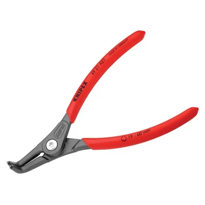 Image of Knipex Precision Circlip Pliers for external circlips on shafts grey atramentized, with non slip plastic coating 165 mm (self service card/blister) 49 21 A21 SB
