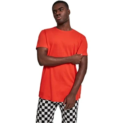 Image of Urban Classics Shaped LONG DO NOT USE Basic Tshirt, Men&#039;s, Size: Small, Orange