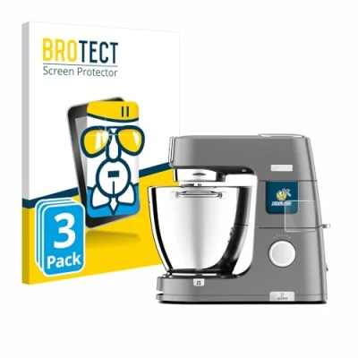 Image of brotect Glass Screen Protector Film compatible with Kenwood Titanium Chef Patissier XL (3 Pack) Foil Protection [Scratch Resistant]