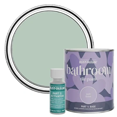 Image of Rust Oleum Green Water Resistant Bathroom Tile Paint in Matt Finish Leaplish 750ml