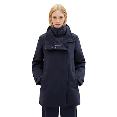 Image of TOM TAILOR Women&#039;s Coat with Stand up Collar, 10668 sky Captain Blue, S
