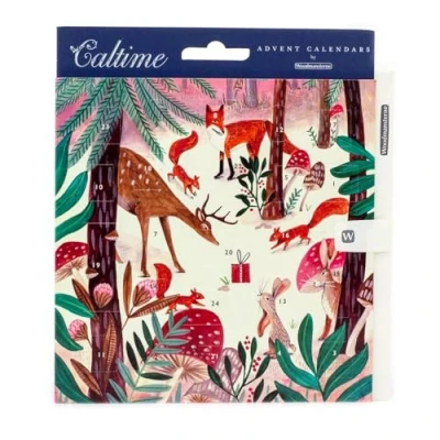 Image of Woodland Friends Advent Calendar Card Animal Christmas Greetings with Envelope Door 16x15.5cm