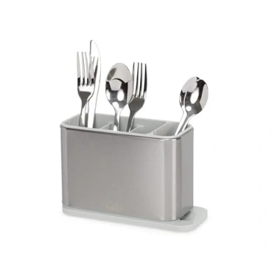 Image of Joseph Surface Kitchen Sink Cutlery Drainer, Utensil And Gadgets Holder With Draining Base, Storage, Stainless Steel