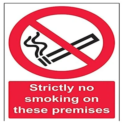 Image of V Safety Strictly No Smoking On These Premises Prohibition Sign 200mm x 300mm 1mm Rigid Plastic