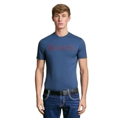 Image of Bench Mens Cotton T Shirt Short Sleeve Crew Neck Designer Logo Tee Casual Top Leandro Teal L