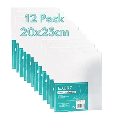Image of Exerz 20x25cm Canvas Panels 12pcs Artist Board 100% Cotton 280gsm 0.3cm Thinkness/Blank/Triple Primed/Acid Free/Medium Grain
