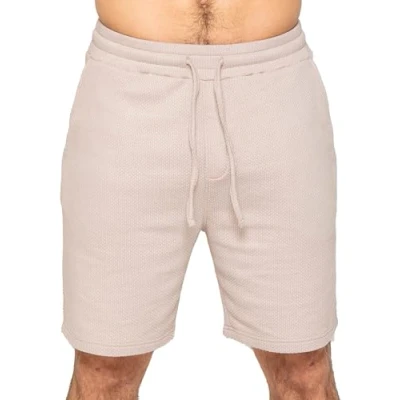 Image of 989Zé ENZO Mens Textured Waffle Design Shorts Casual Cotton Summer Stretch Regular Fit MS13_Short Beige M
