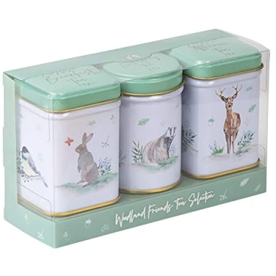 Image of New English Teas Woodland Animals 3x Mini Tea Tin Gift Pack with Loose Leaf Black Tea, 0.07 kg MT78