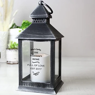 Image of Custom Personalised Antique Scroll Rustic Black Lantern