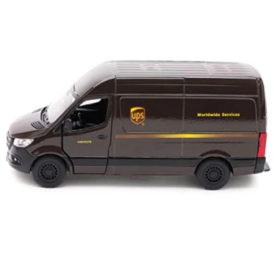 Image of Toyland® 12cm Pull Back &amp; Go Die Cast UPS Van With Open Close Doors Toy Vehicles 1:48 Scale