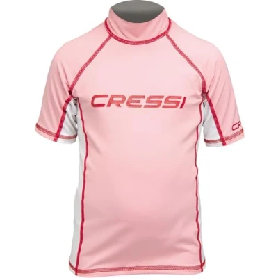 Image of Cressi Junior Lycra Skin Short Sleeve Rash Guard UV Sun Protection (UPF) 50+, Pink, 3 /age 8/9)