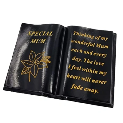 Image of Special Mum Gold Lily Flower Graveside Black Book Memorial Ornament
