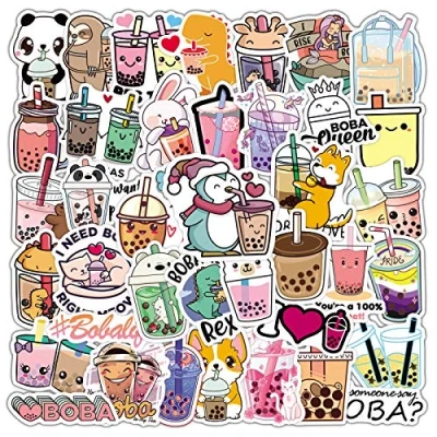 Image of 50 Pcs Tea Stickers for Kids Teens Adults Boys Girls Gift,Stickers Pack Laptop,Skateboard,Luggage,Car,Bike, Cup,Computer,Water Bottle Decor,Tea Vinyl Waterproof Sticker Decals