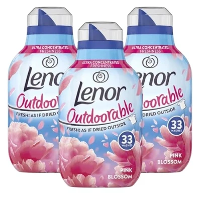 Image of Lenor Outdoorable Pink Blossom Fabric Softener, Ultra Concentrated, 33 Washes, 462ml, Pack of 3