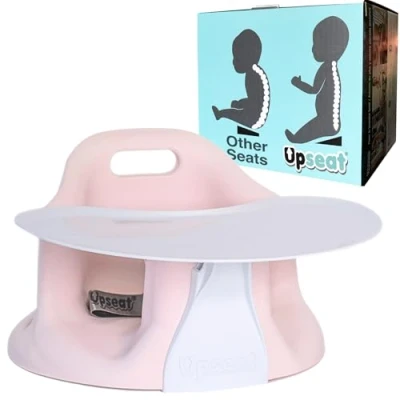 Image of Upseat Baby Floor Seat Booster Chair for Sitting Up with Removable Tray Meals and Playtime, Developed Physiotherapists Safe Healthy Hip Development Posture (Pink)