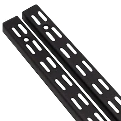 Image of EAI Twin Slot Wall Mounted Upright Shelving Pack of 2, Black, 2400mm Strong, Heavy Duty Steel Shelf For Shed, Garage, Indoor Storage Easy To Install Rack