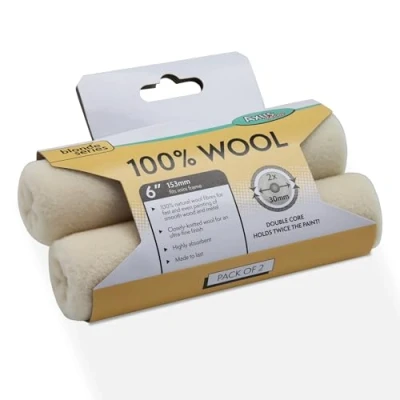 Image of Axus Decor 100% Wool Roller (Blonde Series) Paint Sleeve, Mini for Smooth Wood &amp; Metal Surface Compatible with Standard 6&quot;/150mm Double Core,2Pk