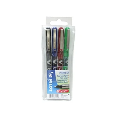 Image of Pilot V Ball 05 Rolling Ballpoint Pen with Liquid Ink, Fine Point, Assorted Black/Blue/Red/Green