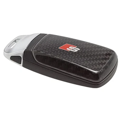 Image of Audi 8W6071208B3Q0 Key Fob Cover Carbon with S Logo for Only 4M0959754 8W0959754 8S0959754 Chrome Clip