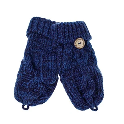 Image of Aran Traditions Kids Cable Knit Fingerless Foldover Gloves 3 6 Years (Navy)