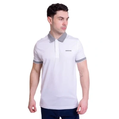 Image of Lambretta Mens Checkerboard Trim Short Sleeve Polo Shirt White Size 3Xlarge