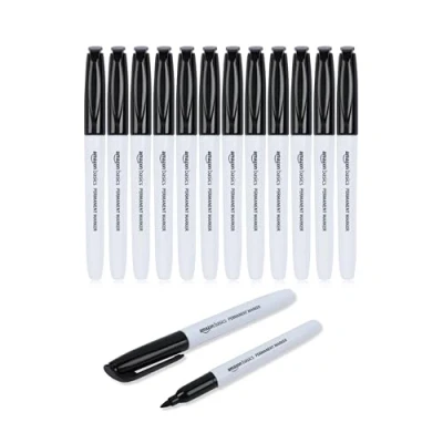 Image of Amazon Basics Permanent Markers Black Pack of 12