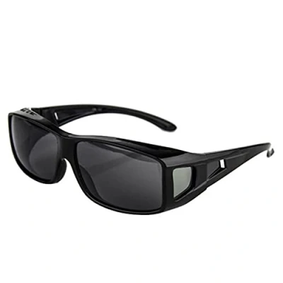Image of QIULAO Anti pollen Glasses, Myopia Polarized Sunglasses, UVA/UVB Prevention, Safety Glasses For Adults And Women, Large Format (Color : Unpolarized, Size Bright black)