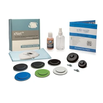 Image of Glass Polish (50mm &amp; 75mm Scratch Removal Kit Deluxe Dual Size for use with a Drill on All Surfaces