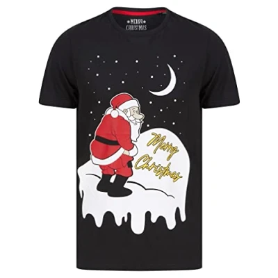 Image of Tokyo Laundry Men&#039;s Yellow Snow Motif Novelty Cotton Christmas T Shirt