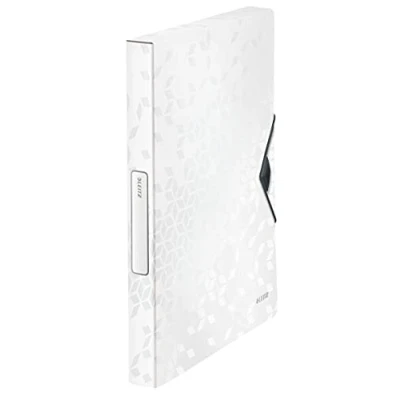 Image of Leitz 46290001 Box File, Holds up to 250 A4 Sheets, Elastic Closure, Flexible Plastic, White, WOW Range