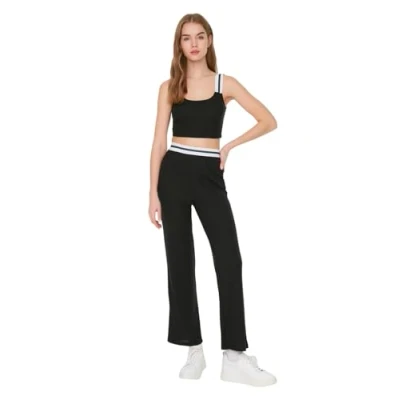 Image of Trendyol Women Loungewear Normal Waist Straight Leg Trousers Black