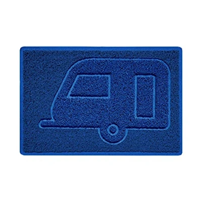 Image of Nicoman CARAVAN Embossed Shape Door Mat Dirt Trapper Jet Washable Doormat (Use Indoor or Sheltered Outdoor) (60x40cm/23.6x15.7inches, Small) Blue