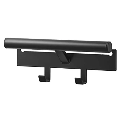 Image of YAMAZAKI 5317 Tower Backpack Hanger, Black, Steel/Polypropylene, Minimalist, 26 x 6.5 10.5 cm