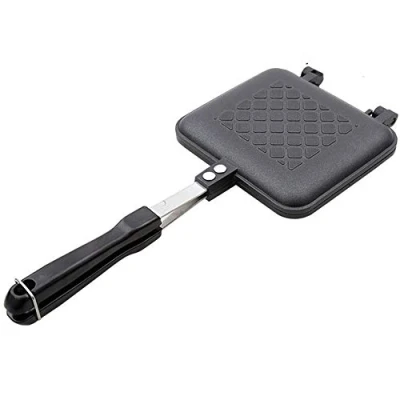 Image of TAMUME Stovetop Bread Baker Toaster Sandwich Iron Maker Non Stick Coating for Breakfast Set Size 2 Piece of Toast on Camp Pie (Sandwich Toaster)