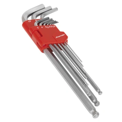Image of Sealey Premier Ball End Hex Key Set 9pc Extra Long Metric