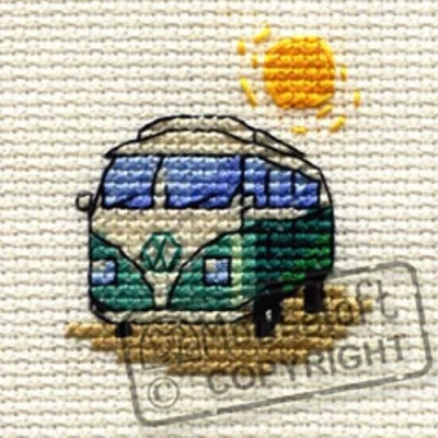 Image of Mouseloft Mini Cross Stitch Kit Green VW Camper Van, Stitchlets Collection