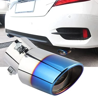 Image of Exhaust Tip, Car Tips Muffler Silencer Tail Pipe Throat Chrome Automotive Mufflers Universal Replacement For Most Cars, Curved