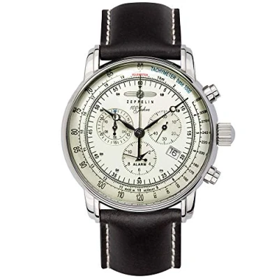 Image of Zeppelin Men&#039;s Chronograph Swiss Quartz Watch with Leather Strap 8680 3